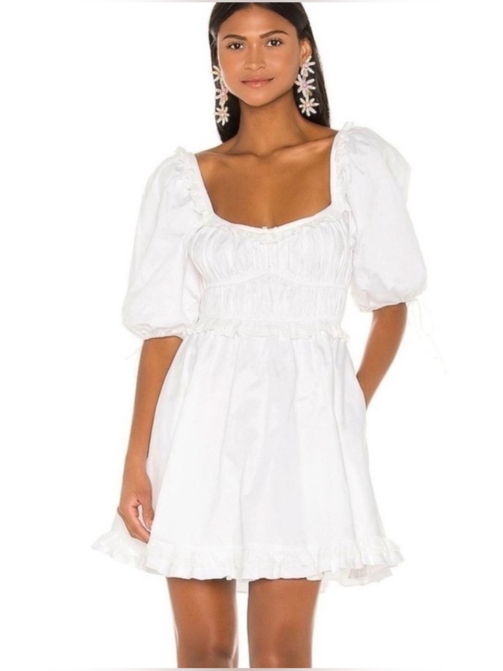 For Love And Lemons Cotton White Jackson Mini Dress size Small